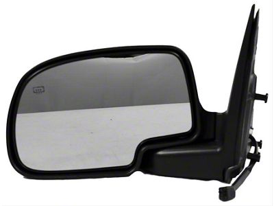 Replacement Powered Heated Non-Foldaway Side Mirror; Driver Side; Gloss Black Cap (99-02 Sierra 1500)