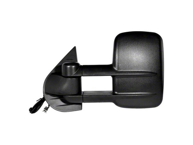 Powered Heated Towing Mirror; Textured Black; Driver Side (07-13 Sierra 1500)
