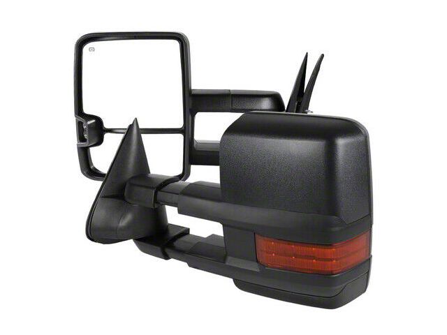Powered Heated Towing Mirrors with Amber LED Turn Signals; Black (03-06 Sierra 1500)