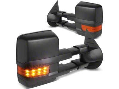 Powered Heated Towing Mirrors with Amber Turn Signals; Black (07-13 Sierra 1500)