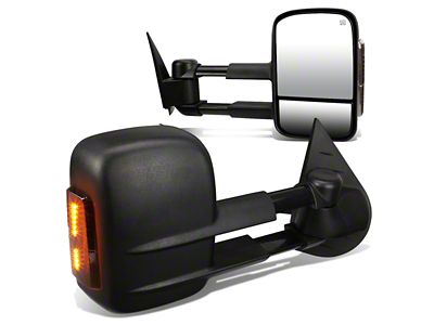 Powered Heated Towing Mirrors with Smoked Amber LED Turn Signal; Black (07-13 Sierra 1500)