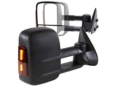 Powered Heated Towing Mirrors with Smoked LED Turn Signals; Black (03-06 Sierra 1500)