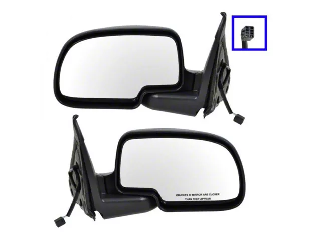 Powered Mirrors; Flat Black (99-02 Sierra 1500)