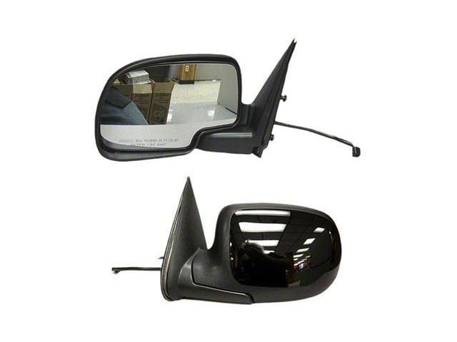 Replacement Powered Non-Heated Foldaway Side Mirror; Driver Side; Gloss Black Cap (99-02 Sierra 1500)