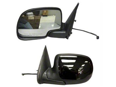 Replacement Powered Non-Heated Foldaway Side Mirror; Driver Side; Gloss Black Cap (99-02 Sierra 1500)