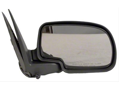 Replacement Powered Non-Heated Foldaway Side Mirror; Passenger Side; Gloss Black Cap (99-02 Sierra 1500)