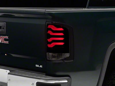 PRO-Series LED Tail Lights; Jet Black Housing; Smoked Lens (14-18 Sierra 1500 w/ Factory Halogen Tail Lights)