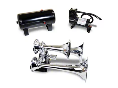ProBlaster ABS Triple Train Horn System; Chrome (Universal; Some Adaptation May Be Required)