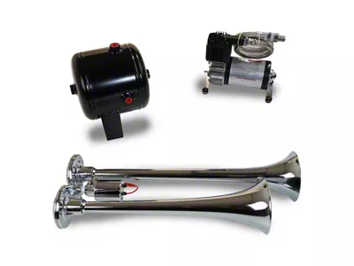 ProBlaster Compact Dual Air Horn System; Chrome (Universal; Some Adaptation May Be Required)