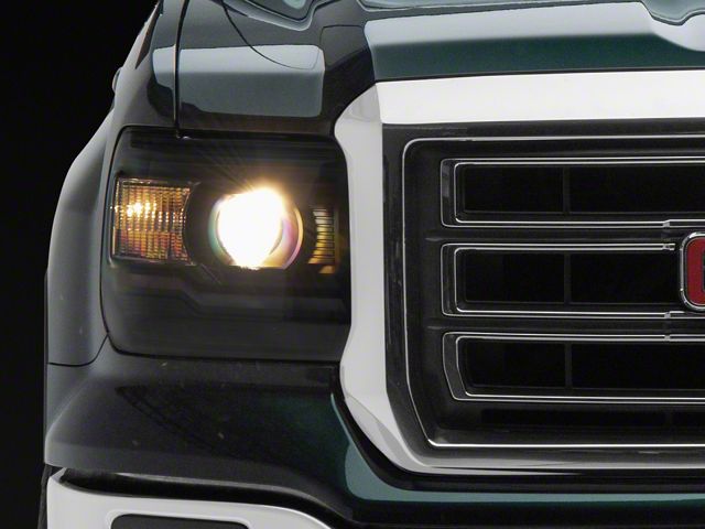 Projector Headlights with Clear Corners; Black Housing; Clear Lens (14-15 Sierra 1500 w/ Factory Halogen Headlights)