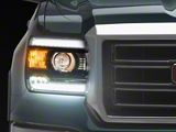 LED Light Strip Projector Headlights; Chrome Housing; Clear Lens (14-18 Sierra 1500 w/ Factory Halogen Headlights)