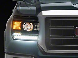 LED Light Strip Projector Headlights; Chrome Housing; Clear Lens (14-18 Sierra 1500 w/ Factory Halogen Headlights)