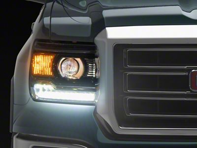 LED Light Strip Projector Headlights; Chrome Housing; Clear Lens (14-18 Sierra 1500 w/ Factory Halogen Headlights)