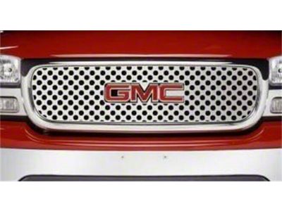 Putco Punch Design Upper Overlay Grille with Emblem Cutout; Polished (99-02 Sierra 1500)