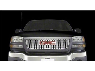 Putco Punch Design Upper Overlay Grille with Emblem Cutout; Polished (03-06 Sierra 1500)