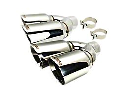 Quad Staggered Slant Cut Exhaust Tips; 4-Inch; Chrome Polished (Fits 3-Inch Tailpipe)