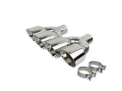 Netami Exhaust Quad Staggered Slant Cut Exhaust Tips; 4-Inch; Chrome Polished (Fits 2.50-Inch Tailpipe)