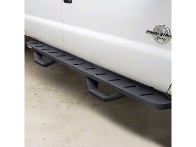 Go Rhino RB10 Running Boards with Drop Steps; Protective Bedliner Coating (19-25 Sierra 1500 Double Cab)