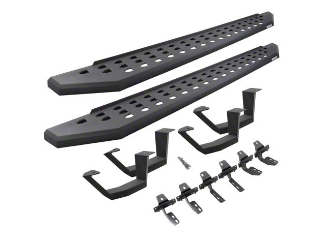 RB20 Running Boards with Drop Steps; Textured Black (19-24 Sierra 1500 Double Cab)