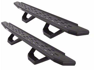 Go Rhino RB30 Running Boards with Drop Steps; Protective Bedliner Coating (19-25 Sierra 1500 Double Cab)