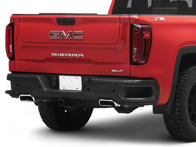 Rear Bumper; Pre-Drilled for Backup Sensors; Black (19-25 Sierra 1500 w/ Factory Dual Exhaust)