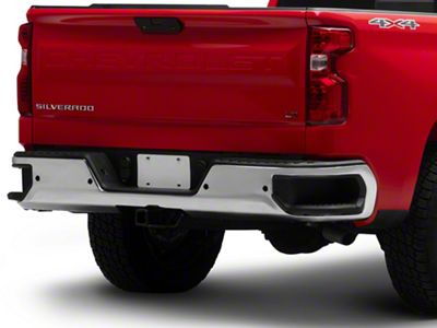 Rear Bumper; Pre-Drilled for Backup Sensors; Chrome (19-25 Sierra 1500 w/o Factory Dual Exhaust)