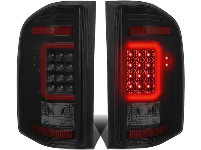 Red C-Bar LED Tail Lights; Black Housing; Smoked Lens (07-13 Sierra 1500)