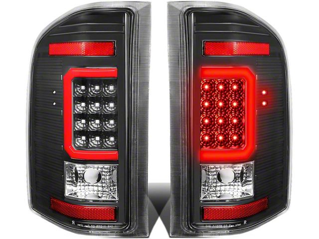 Red C-Bar LED Tail Lights; Black Housing; Clear Lens (07-13 Sierra 1500)