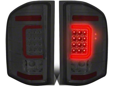 Red C-Bar LED Tail Lights; Chrome Housing; Smoked Lens (07-13 Sierra 1500)