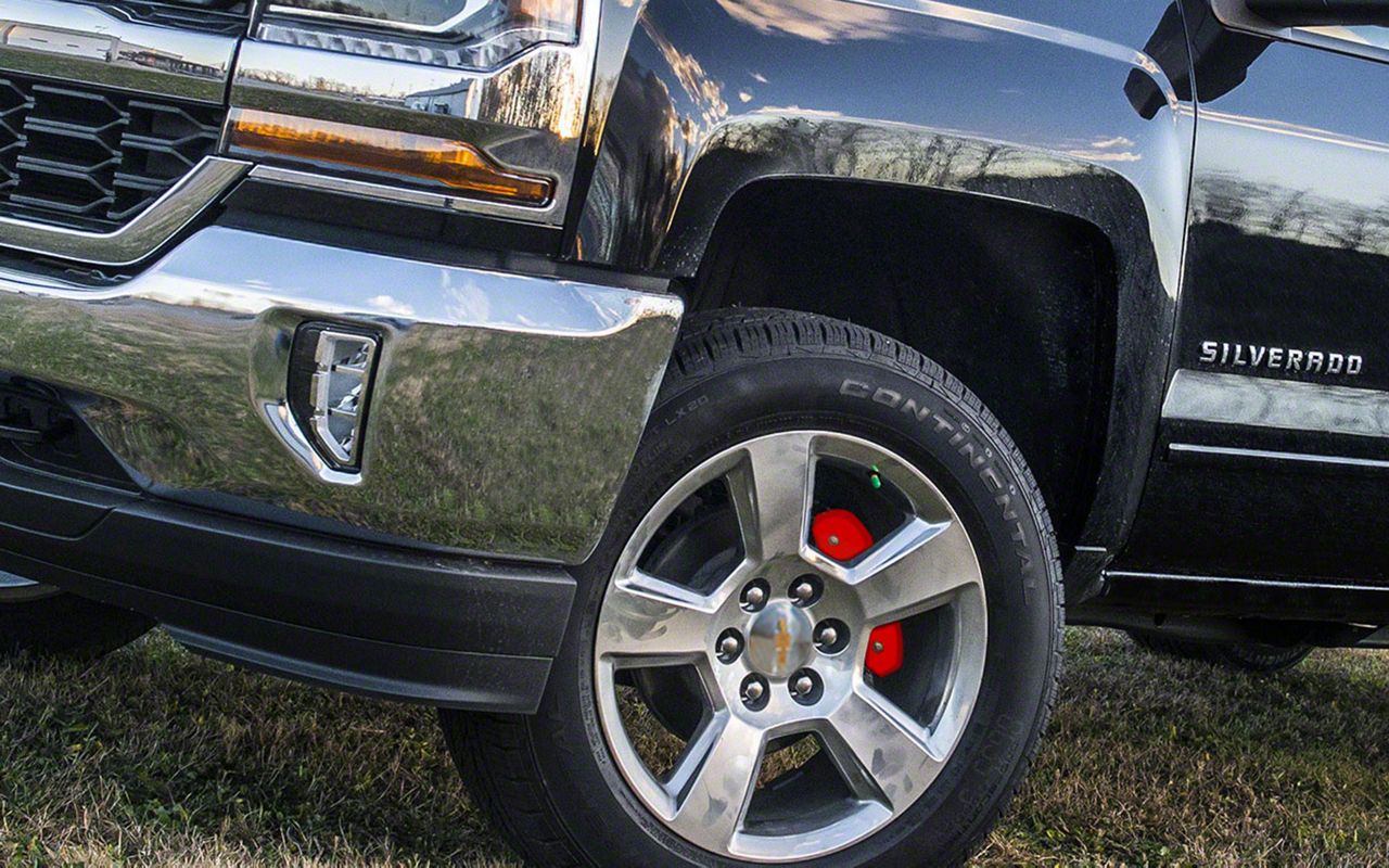 Sierra 1500 Red Caliper Covers; Front and Rear (1418 Sierra 1500)