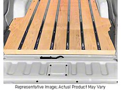 RETROLINER Real Wood Bed Liner; Wormy Maple Wood; HydroSatin Finish; Polished Stainless Punched Bed Strips (19-26 Sierra 1500 w/ 6.50-Foot Standard Box)