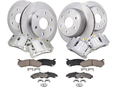 Vented 6-Lug Brake Rotor, Pad and Caliper Kit; Front and Rear (99-06 2WD Sierra 1500)
