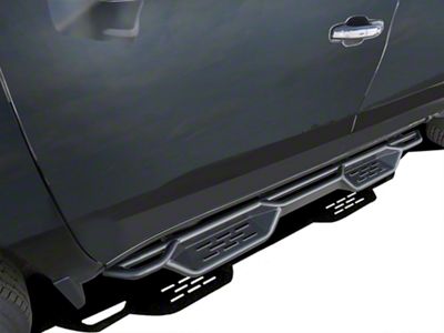 Round Tube Drop Style Nerf Side Step Bars; Black (19-25 Sierra 1500 Crew Cab)