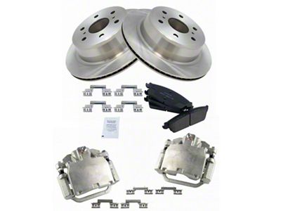 Semi-Metallic 6-Lug Brake Rotor, Pad and Caliper Kit; Rear (07-13 Sierra 1500)