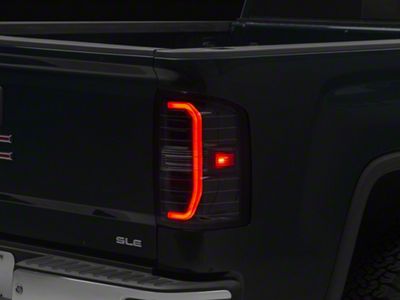 Sequential LED C-Bar Tail Lights; Black Housing; Clear Lens (14-18 Sierra 1500)