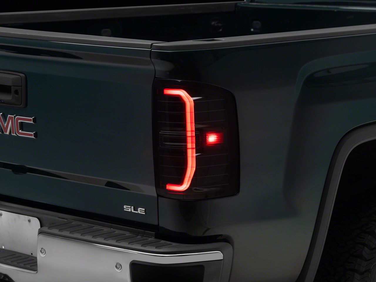 Sierra 1500 Sequential LED CBar Tail Lights; Black Housing; Smoke Lens