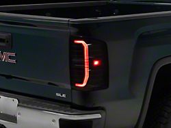 Sequential LED C-Bar Tail Lights; Black Housing; Smoke Lens (14-18 Sierra 1500)