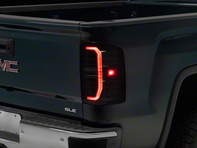 Sequential LED C-Bar Tail Lights; Black Housing; Smoke Lens (14-18 Sierra 1500)
