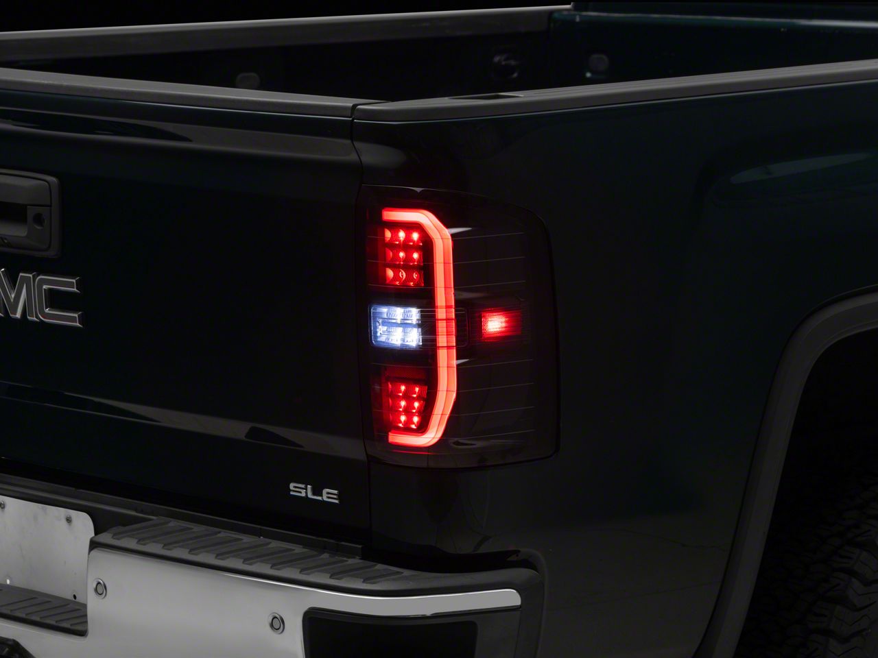 Sierra 1500 Sequential LED CBar Tail Lights; Black Housing; Smoke Lens