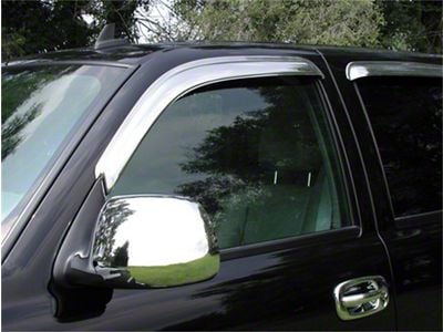Tape-Onz Sidewind Deflectors; Front and Rear; Chrome (07-13 Sierra 1500 Crew Cab)