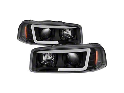 Signature Series Version 2 Light Bar DRL Projector Headlights; Black Housing; Clear Lens (99-06 Sierra 1500)