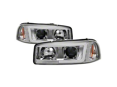 Signature Series Version 2 Light Bar DRL Projector Headlights; Chrome Housing; Clear Lens (99-06 Sierra 1500)