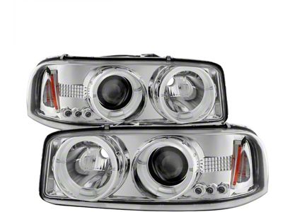 Signature Series LED Halo Projector Headlights; Chrome Housing; Clear Lens (99-06 Sierra 1500)