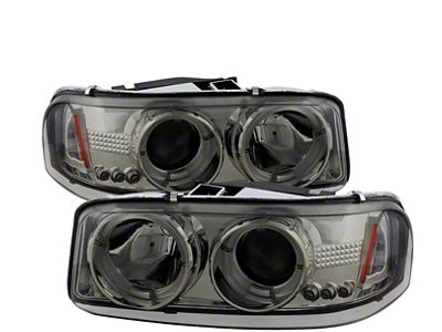 Signature Series LED Halo Projector Headlights; Chrome Housing; Smoked Lens (99-06 Sierra 1500)