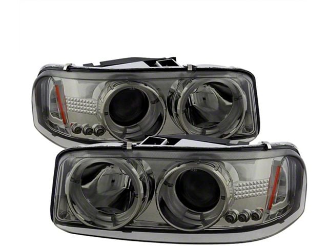 Signature Series LED Halo Projector Headlights; Chrome Housing; Smoked Lens (99-06 Sierra 1500)