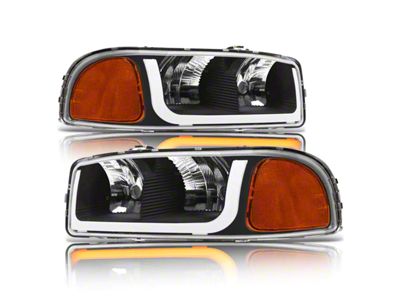 SQ Series Headlights with Sequential Turn Signals; Black Housing; Clear Lens (99-06 Sierra 1500)