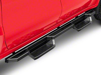 Square Tube Drop Style Nerf Side Step Bars; Matte Black (19-25 Sierra 1500 Crew Cab)