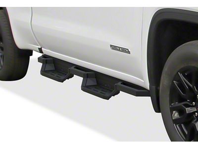 Square Tube Drop Style Nerf Side Step Bars; Matte Black (19-24 Sierra 1500 Double Cab)