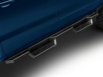 Square Tube Drop Style Nerf Side Step Bars; Matte Black (07-18 Sierra 1500 Crew Cab)