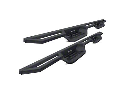 Square Tube Drop Style Nerf Side Step Bars; Matte Black (04-06 Sierra 1500 Crew Cab)